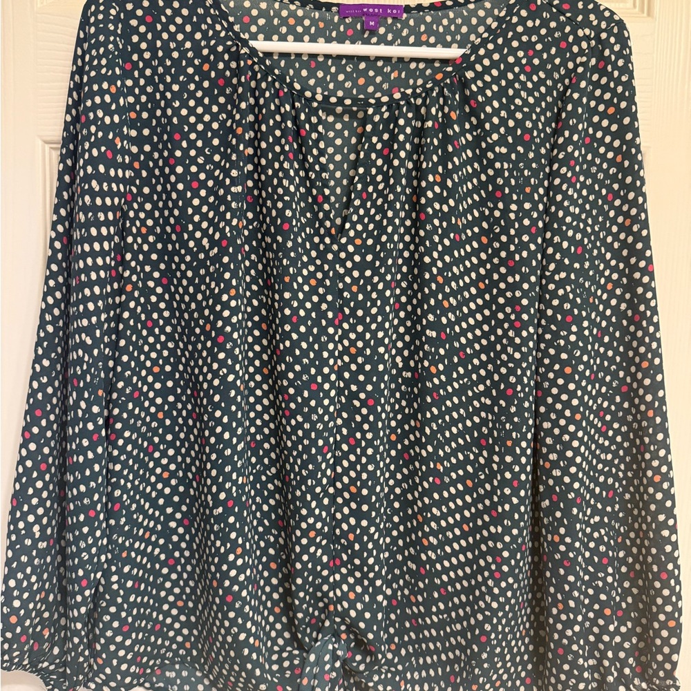 Rafaella Black and Pink Polka Dot Blouse